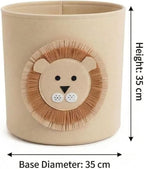 35L Large Capacity Felt Storage Basket, Laundry Basket, Cute Lion Design Laundry Hamper, Foldable Toy Storage Bin for Kids Room, Nursery, Closet, Durable Organizer for Clothes, Toys, Blankets