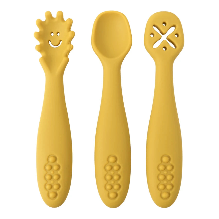 3-Piece Baby Learning Spoon Set for Newborn Feeding and Toddler Weaning