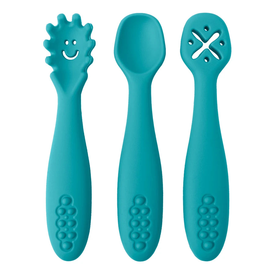 3-Piece Baby Learning Spoon Set for Newborn Feeding and Toddler Weaning