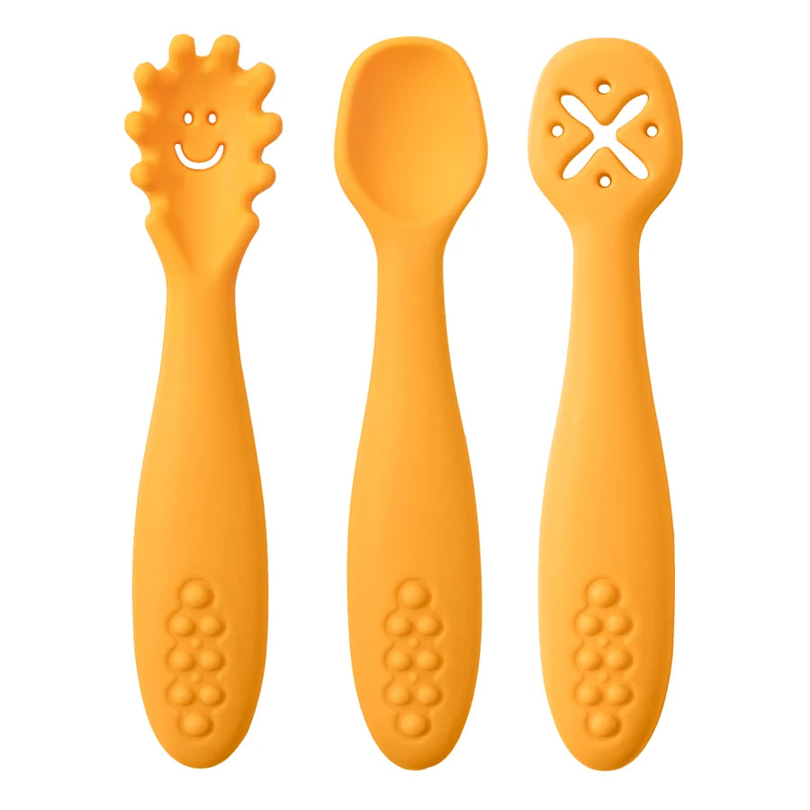 3-Piece Baby Learning Spoon Set for Newborn Feeding and Toddler Weaning