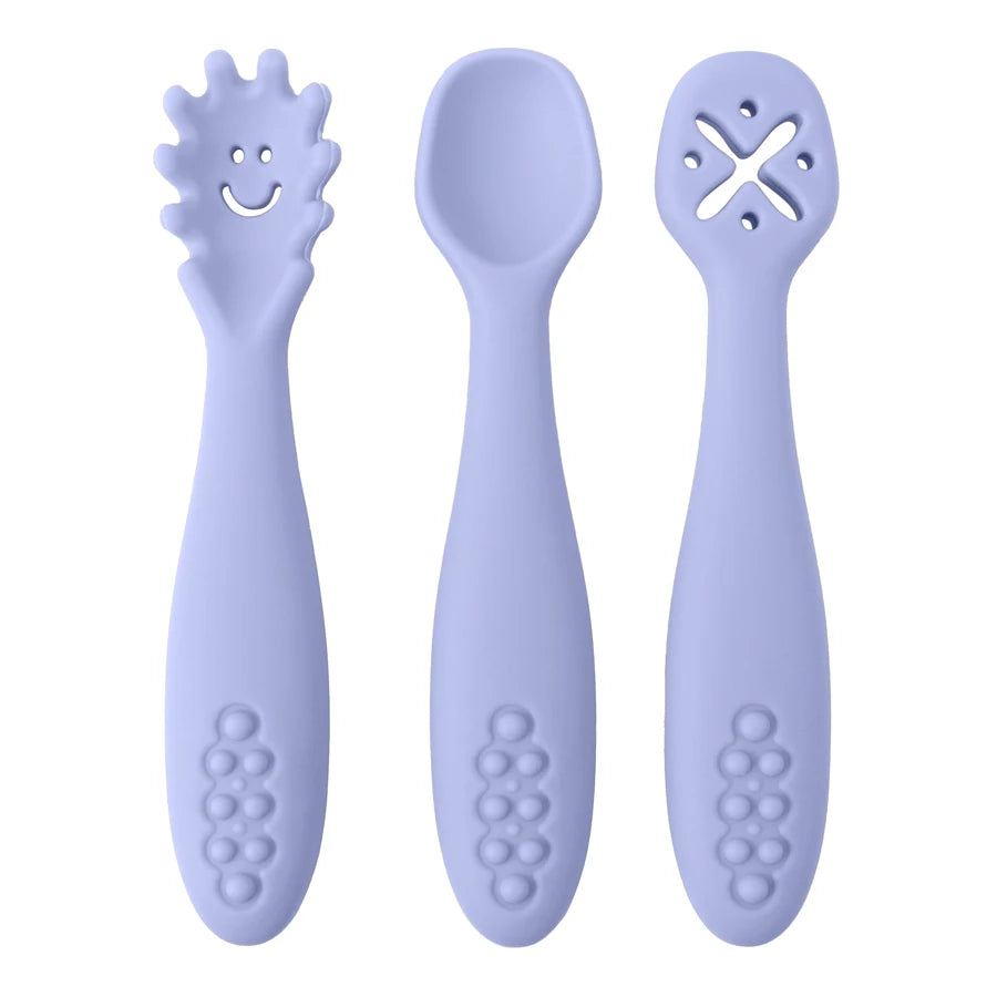 3-Piece Baby Learning Spoon Set for Newborn Feeding and Toddler Weaning