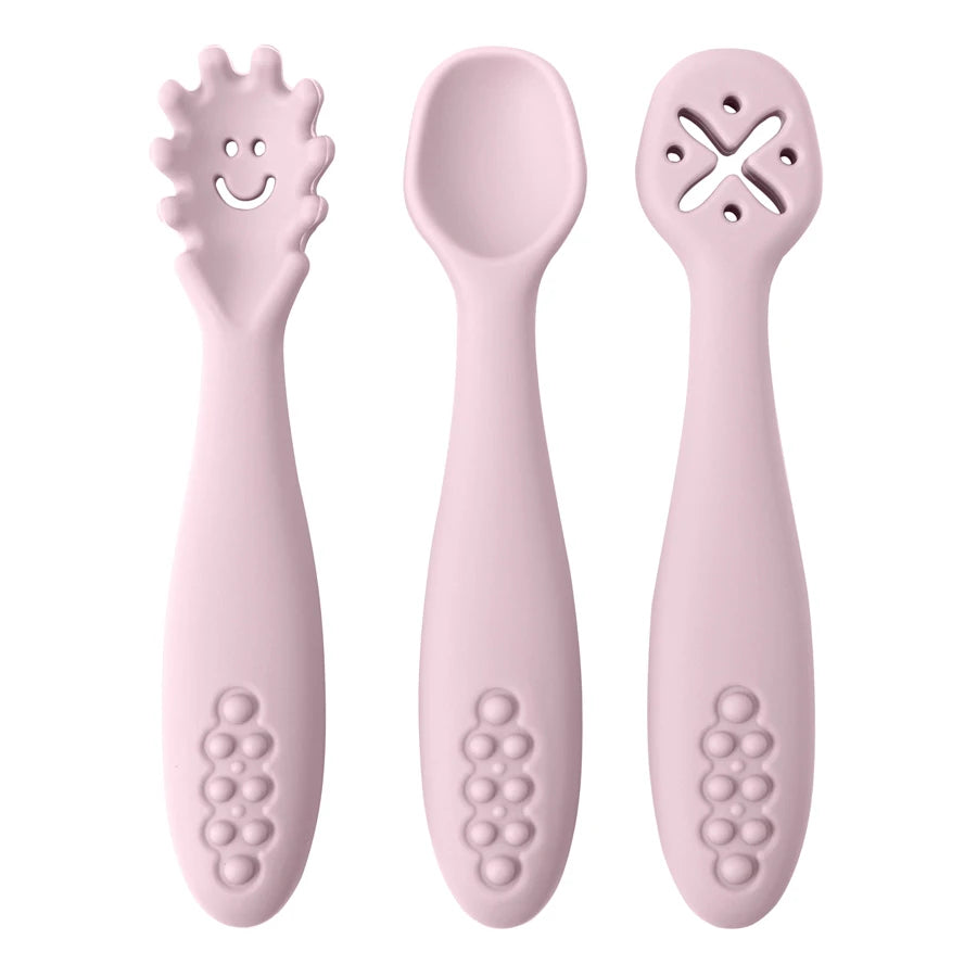 3-Piece Baby Learning Spoon Set for Newborn Feeding and Toddler Weaning