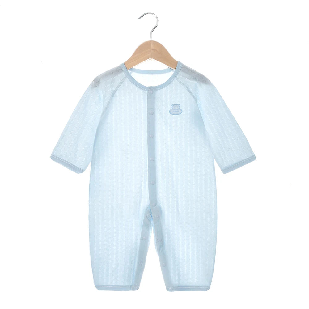 Baby Thin Summer Jumpsuit Clothes Short Sleeve Romper Boy Newborn Solid Girl Sleep Gown Infant Organic Cotton Rompers