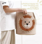 35L Large Capacity Felt Storage Basket, Laundry Basket, Cute Lion Design Laundry Hamper, Foldable Toy Storage Bin for Kids Room, Nursery, Closet, Durable Organizer for Clothes, Toys, Blankets
