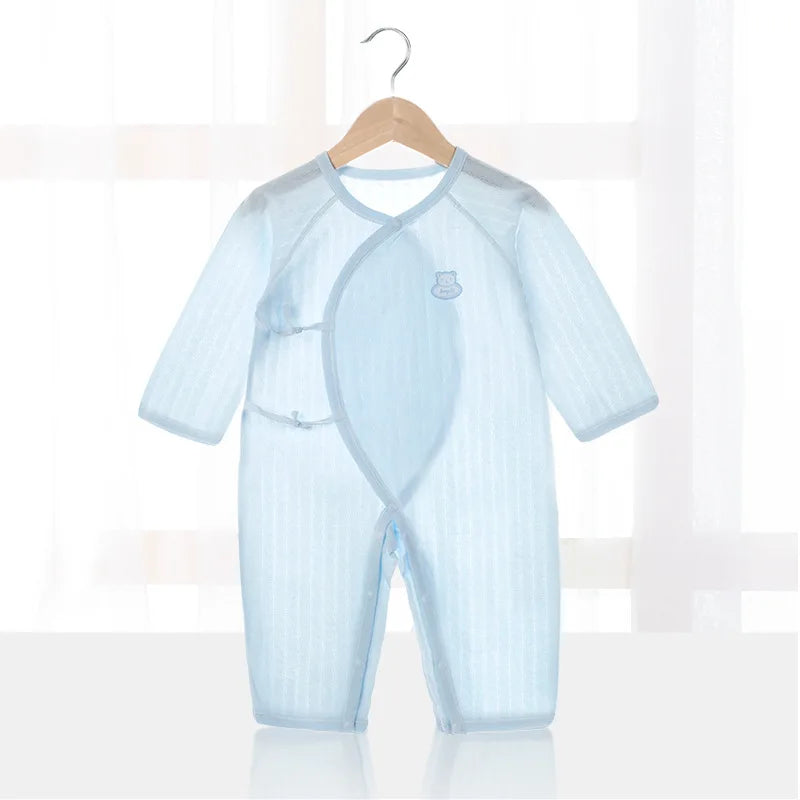 Baby Thin Summer Jumpsuit Clothes Short Sleeve Romper Boy Newborn Solid Girl Sleep Gown Infant Organic Cotton Rompers