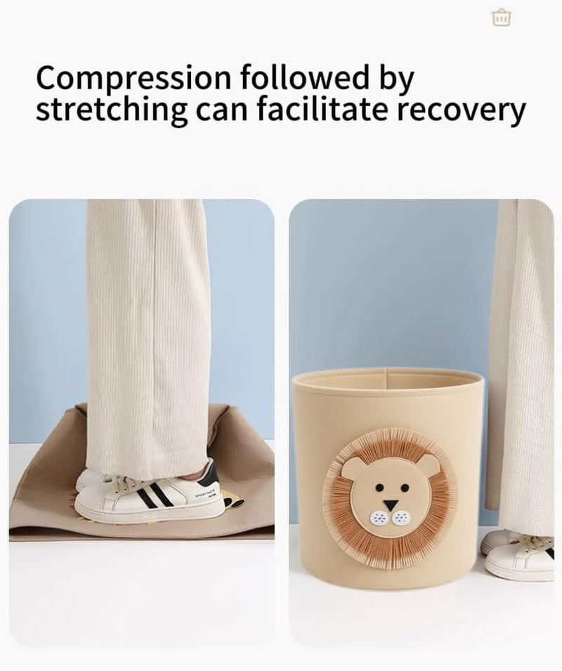 35L Large Capacity Felt Storage Basket, Laundry Basket, Cute Lion Design Laundry Hamper, Foldable Toy Storage Bin for Kids Room, Nursery, Closet, Durable Organizer for Clothes, Toys, Blankets