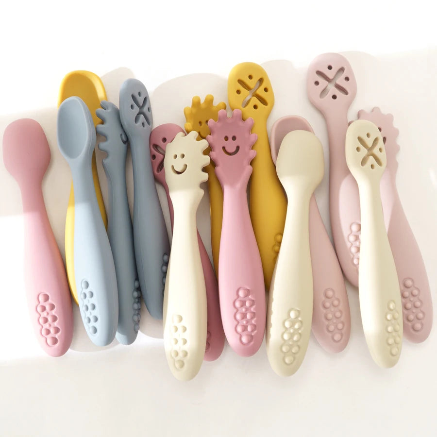 3PCS Baby Learning Spoons Utensils Set Newborn Feeding Spoon Set Toddler Scoop Weaning Cutlery Children‘S Tablewar